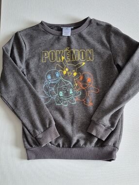 Pokémon Kids Gray Crewneck Sweatshirt with Neon Character Outline